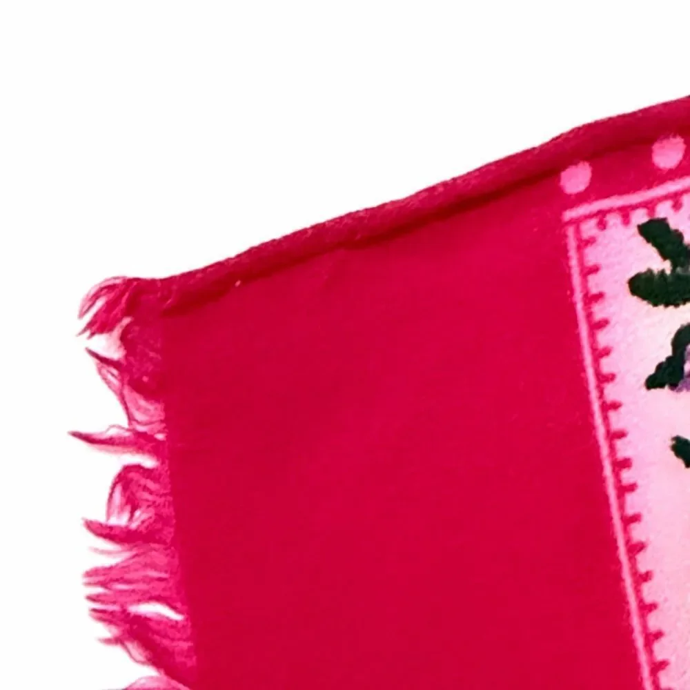 Bill Blass for Baar & Beards Silk Scarf Rectangle Raspberry Floral Hand Rolled